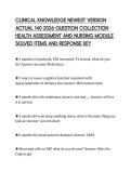 CLINICAL KNOWLEDGE NEWEST VERSION&NewLine;ACTUAL 140 2026 QUESTION COLLECTION&NewLine;HEALTH ASSESSMENT AND NURSING MODULE&NewLine;SOLVED ITEMS AND RESPONSE KEY