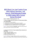 HESI Basic Care And Comfort Exam &NewLine;&lpar;2026 Edition&rpar;&vert;&vert; Questions  And &NewLine;Answers  With Rationales&sol;Graded &NewLine;A&plus;&sol;2026 Update&sol;100&percnt; Correct &NewLine;&sol;Instant Download 