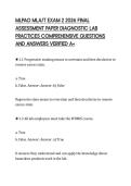 MLPAO MLA&sol;T EXAM 2 2026 FINAL &NewLine;ASSESSMENT PAPER DIAGNOSTIC LAB &NewLine;PRACTICES COMPREHENSIVE QUESTIONS &NewLine;AND ANSWERS VERIFIED A&plus;