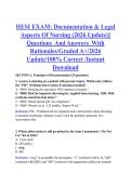 HESI EXAM&colon; Documentation & Legal &NewLine;Aspects Of Nursing &lpar;2026 Update&rpar;&vert;&vert; &NewLine;Questions  And Answers  With &NewLine;Rationales&sol;Graded A&plus;&sol;2026 &NewLine;Update&sol;100&percnt; Correct &sol;Instant &NewLine;Download