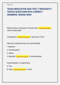 TEXAS MEDICATION AIDE TEST &vert; FREQUENTLY &NewLine;TESTED QUESTIONS WITH CORRECT &NewLine;ANSWERS &vert; BRAND NEW&excl;