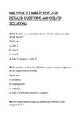 MRI PHYSICS EXAM REVIEW 2026 &NewLine;DETAILED QUESTIONS AND SOLVED &NewLine;SOLUTIONS 