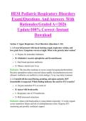 HESI Pediatric Respiratory Disorders &NewLine;Exam&vert;&vert;Questions  And Answers  With &NewLine;Rationales&sol;Graded A&plus;&sol;2026 &NewLine;Update&sol;100&percnt; Correct &sol;Instant &NewLine;Download