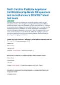 North Carolina Pesticide Applicator &NewLine;Certification prep Guide 200 questions &NewLine;and correct answers 2026&sol;2027 latest &NewLine;test exam 