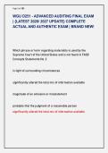 WGU D251 - ADVANCED AUDITING FINAL EXAM &NewLine;&vert; &lbrace;LATEST 2026&sol; 2027 UPDATE&rcub; COMPLETE &NewLine;ACTUAL AND AUTHENTIC EXAM &vert; BRAND NEW&excl; 