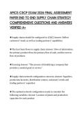 APICS CSCP EXAM 2026 FINAL ASSESSMENT&NewLine;PAPER END TO END SUPPLY CHAIN STRATEGY&NewLine;COMPREHENSIVE QUESTIONS AND ANSWERS&NewLine;VERIFIED A&plus;