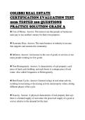 COLIBRI REAL ESTATE&NewLine;CERTIFICATION EVALUATION TEST&NewLine;2026 TESTED 200 QUESTIONS&NewLine;PRACTICE SOLUTION GRADE A&NewLine;