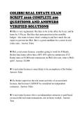 COLIBRI REAL ESTATE EXAM&NewLine;SCRIPT 2026 COMPLETE 200&NewLine;QUESTIONS AND ANSWERS&NewLine;VERIFIED SOLUTIONS&NewLine;