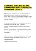 COLIBRI REAL ESTATE PRACTICE FINAL&NewLine;COMPREHENSIVE PAPER 2026 QUESTIONS&NewLine;WITH ANSWERS GRADED A&plus;