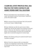 COLIBRI REAL ESTATE PRINCIPLES FINAL 2026&NewLine;PRACTICE TEST PAPER CONTRACTS AND&NewLine;AGENCY REVIEW SHEET FULL SOLUTIONS&NewLine;