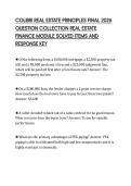 COLIBRI REAL ESTATE PRINCIPLES FINAL 2026&NewLine;QUESTION COLLECTION REAL ESTATE&NewLine;FINANCE MODULE SOLVED ITEMS AND&NewLine;RESPONSE KEY