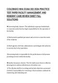 COLORADO NHA EXAM 302 2026 PRACTICE&NewLine;TEST PAPER FACILITY MANAGEMENT AND&NewLine;RESIDENT CARE REVIEW SHEET FULL&NewLine;SOLUTIONS