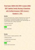 Midterm & Final Exam&colon; NURS 5433 FNP II Exams PACKAGE DEAL&vert; BUNDLE contains the latest  Family Nursing II Questions with Verified Answers&vert; 100&percnt; Correct &vert; Graded A&plus; for UTA&period;