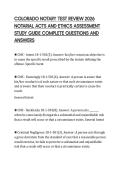 COLORADO NOTARY TEST REVIEW 2026&NewLine;NOTARIAL ACTS AND ETHICS ASSESSMENT&NewLine;STUDY GUIDE COMPLETE QUESTIONS AND&NewLine;ANSWERS&NewLine;