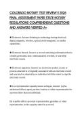COLORADO NOTARY TEST REVIEW II 2026&NewLine;FINAL ASSESSMENT PAPER STATE NOTARY&NewLine;REGULATIONS COMPREHENSIVE QUESTIONS&NewLine;AND ANSWERS VERIFIED A&plus;&NewLine;