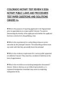 COLORADO NOTARY TEST REVIEW II 2026&NewLine;NOTARY PUBLIC LAWS AND PROCEDURES&NewLine;TEST PAPER QUESTIONS AND SOLUTIONS&NewLine;GRADED A&plus;