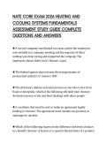 NATE CORE EXAM 2026 HEATING AND &NewLine;COOLING SYSTEMS FUNDAMENTALS &NewLine;ASSESSMENT STUDY GUIDE COMPLETE &NewLine;QUESTIONS AND ANSWERS 