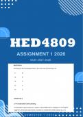 HED4809 Assignment 1 2026 &vert; Due May 2026 - Distinction Guaranteed 