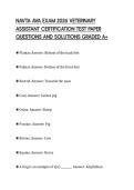 NAVTA AVA EXAM 2026 VETERINARY &NewLine;ASSISTANT CERTIFICATION TEST PAPER &NewLine;QUESTIONS AND SOLUTIONS GRADED A&plus;
