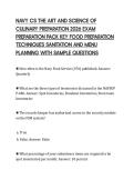 NAVY CS THE ART AND SCIENCE OF &NewLine;CULINARY PREPARATION 2026 EXAM &NewLine;PREPARATION PACK KEY FOOD PREPARATION &NewLine;TECHNIQUES SANITATION AND MENU &NewLine;PLANNING WITH SAMPLE QUESTIONS