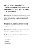 NAVY CS THE ART AND SCIENCE OF &NewLine;CULINARY PREPARATION 2026 FINAL REVIEW &NewLine;PACK COMPLETE QUESTION SET AND CORE &NewLine;CONCEPT SUMMARY 