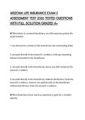 ARIZONA LIFE INSURANCE EXAM 2&NewLine;ASSESSMENT TEST 2026 TESTED QUESTIONS&NewLine;WITH FULL SOLUTION GRADED A&plus;&NewLine;