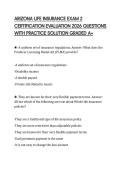 ARIZONA LIFE INSURANCE EXAM 2&NewLine;CERTIFICATION EVALUATION 2026 QUESTIONS&NewLine;WITH PRACTICE SOLUTION GRADED A&plus;&NewLine;