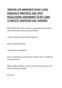 ARIZONA LIFE INSURANCE EXAM 4 2026&NewLine;INSURANCE PRINCIPLES AND STATE&NewLine;REGULATIONS ASSESSMENT STUDY GUIDE&NewLine;COMPLETE QUESTIONS AND ANSWERS&NewLine;