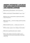 ARIZONA OPTOMETRY LAW STUDY&NewLine;GUIDE 2026 COMPLETE QUESTIONS&NewLine;AND VERIFIED ANSWERS