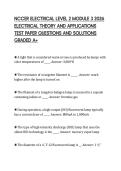 NCCER ELECTRICAL LEVEL 2 MODULE 3 2026 &NewLine;ELECTRICAL THEORY AND APPLICATIONS &NewLine;TEST PAPER QUESTIONS AND SOLUTIONS &NewLine;GRADED A&plus;