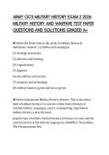 ARMY OCS MILITARY HISTORY EXAM 2 2026&NewLine;MILITARY HISTORY AND WARFARE TEST PAPER&NewLine;QUESTIONS AND SOLUTIONS GRADED A&plus;