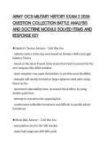 ARMY OCS MILITARY HISTORY EXAM 2 2026&NewLine;QUESTION COLLECTION BATTLE ANALYSIS&NewLine;AND DOCTRINE MODULE SOLVED ITEMS AND&NewLine;RESPONSE KEY