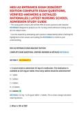 HESI A2 ENTRANCE EXAM 2026&sol;2027 EDITION COMPLETE EXAM QUESTIONS&comma; VERIFIED ANSWERS & DETAILED RATIONALES &vert; LATEST NURSING SCHOOL ADMISSION STUDY GUIDE
