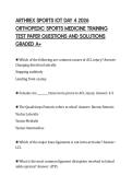 ARTHREX SPORTS IOT DAY 4 2026&NewLine;ORTHOPEDIC SPORTS MEDICINE TRAINING&NewLine;TEST PAPER QUESTIONS AND SOLUTIONS&NewLine;GRADED A&plus;