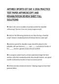 ARTHREX SPORTS IOT DAY 4 2026 PRACTICE&NewLine;TEST PAPER ARTHROSCOPY AND&NewLine;REHABILITATION REVIEW SHEET FULL&NewLine;SOLUTIONS