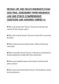 NEVADA LIFE AND HEALTH INSURANCE EXAM &NewLine;2026 FINAL ASSESSMENT PAPER INSURANCE &NewLine;LAW AND ETHICS COMPREHENSIVE &NewLine;QUESTIONS AND ANSWERS VERIFIED A&plus;