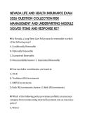 NEVADA LIFE AND HEALTH INSURANCE EXAM &NewLine;2026 QUESTION COLLECTION RISK &NewLine;MANAGEMENT AND UNDERWRITING MODULE &NewLine;SOLVED ITEMS AND RESPONSE KEY 