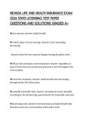NEVADA LIFE AND HEALTH INSURANCE EXAM &NewLine;2026 STATE LICENSING TEST PAPER &NewLine;QUESTIONS AND SOLUTIONS GRADED A&plus; 