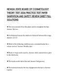 NEVADA STATE BOARD OF COSMETOLOGY &NewLine;THEORY TEST 2026 PRACTICE TEST PAPER &NewLine;SANITATION AND SAFETY REVIEW SHEET FULL &NewLine;SOLUTIONS