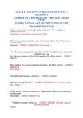 CLASS D SECURITY LICENSE EXAM  &vert; 2 ACCURATE CURRENTLY TESTING EXAM VERSIONS AND A STUDY GUIDE &vert; ACTUAL AND EXPERT VERIFIED FOR GUARANTEED PASS