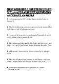 NEW YORK REAL ESTATE BUNDLED &NewLine;SET 2026 EXAM SCRIPT QUESTIONS &NewLine;ACCURATE ANSWERS