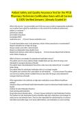 Patient Safety and Quality Assurance Test for the PTCB Pharmacy Technician Certification Exam with all Correct & 100&percnt; Verified Answers &vert;Already Graded A&plus;