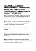 ASP ASSOCIATE SAFETY&NewLine;PROFESSIONAL EXAM 2026 FINAL&NewLine;PAPER SOLVED QUESTIONS&NewLine;VERIFIED ANSWERS 100 PERCENT&NewLine;CORRECT STUDY SHEET&NewLine;
