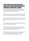 NEW YORK REAL ESTATE EXAM &NewLine;2023 FULL STUDY QUESTIONS AND &NewLine;VERIFIED ANSWERS 5 COPIES