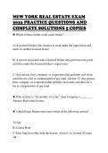 NEW YORK REAL ESTATE EXAM &NewLine;2023 PRACTICE QUESTIONS AND &NewLine;COMPLETE SOLUTIONS 5 COPIES