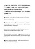 NEW YORK STATE REAL ESTATE SALESPERSON &NewLine;LICENSING EXAM 2026 FINAL ASSESSMENT &NewLine;PAPER BROKERAGE PRACTICES &NewLine;COMPREHENSIVE QUESTIONS AND ANSWERS &NewLine;VERIFIED A&plus;