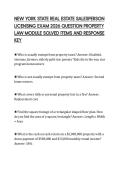 NEW YORK STATE REAL ESTATE SALESPERSON &NewLine;LICENSING EXAM 2026 QUESTION PROPERTY &NewLine;LAW MODULE SOLVED ITEMS AND RESPONSE &NewLine;KEY 