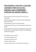 NFHS BASKETBALL EXAM PART II 2 2026 FINAL &NewLine;ASSESSMENT PAPER HIGH SCHOOL &NewLine;BASKETBALL RULES COMPREHENSIVE &NewLine;QUESTIONS AND ANSWERS VERIFIED A&plus;