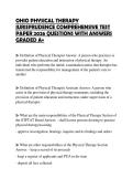 OHIO PHYSICAL THERAPY&NewLine;JURISPRUDENCE ACTUAL EXAMINATION&NewLine;2026 QUESTIONS WITH ANSWERS GRADED&NewLine;A&plus;&NewLine;