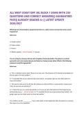 ALL WEST COAST EMT JBL BLOCK 1 EXAM WITH 250 &NewLine;QUESTIONS AND CORRECT ANSWERS&vert;&vert; GUARANTEED &NewLine;PASS&vert;&vert; ALREADY GRADED A&plus;&vert;&vert; LATEST UPDATE &NewLine;2026&sol;2027 